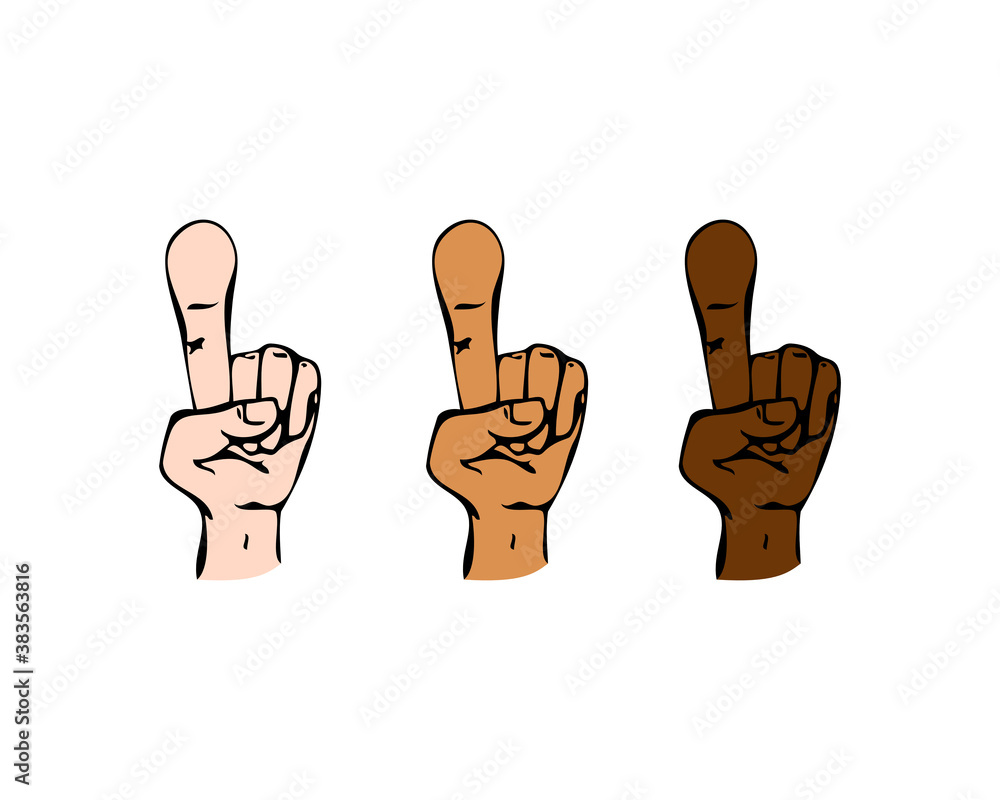 Fototapeta premium Human finger pointing up in cartoon style vector