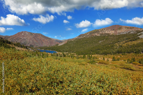  Easy clouds, the blue sky and dark blue lake