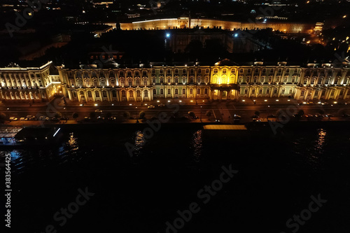 Aerial Townscape of Saint Petersburg City at Night. Central District © K-VV