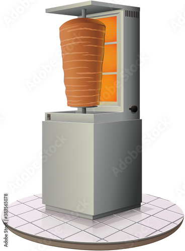 Machine à kebab allumée (détouré)