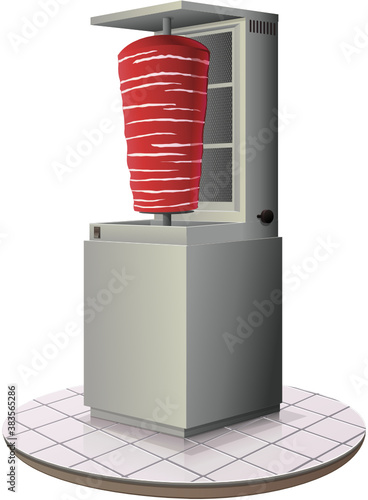 Machine à kebab et sa viande pas cuite (détouré)