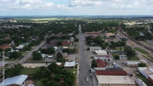 Highway Through a Small Town Looking to the Horizon, Goldthwaite, Texas, USA photo