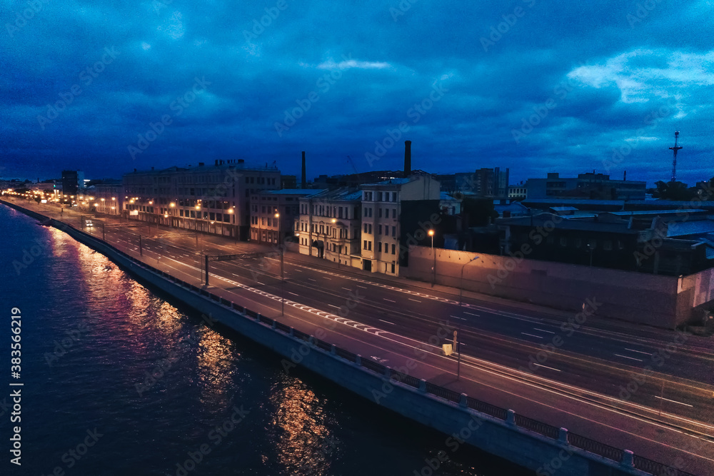 Aerial Townscape of Saint Petersburg City at Night. Kalininsky District Aerial Townscape of Saint Petersburg City at Night. Kalininsky District