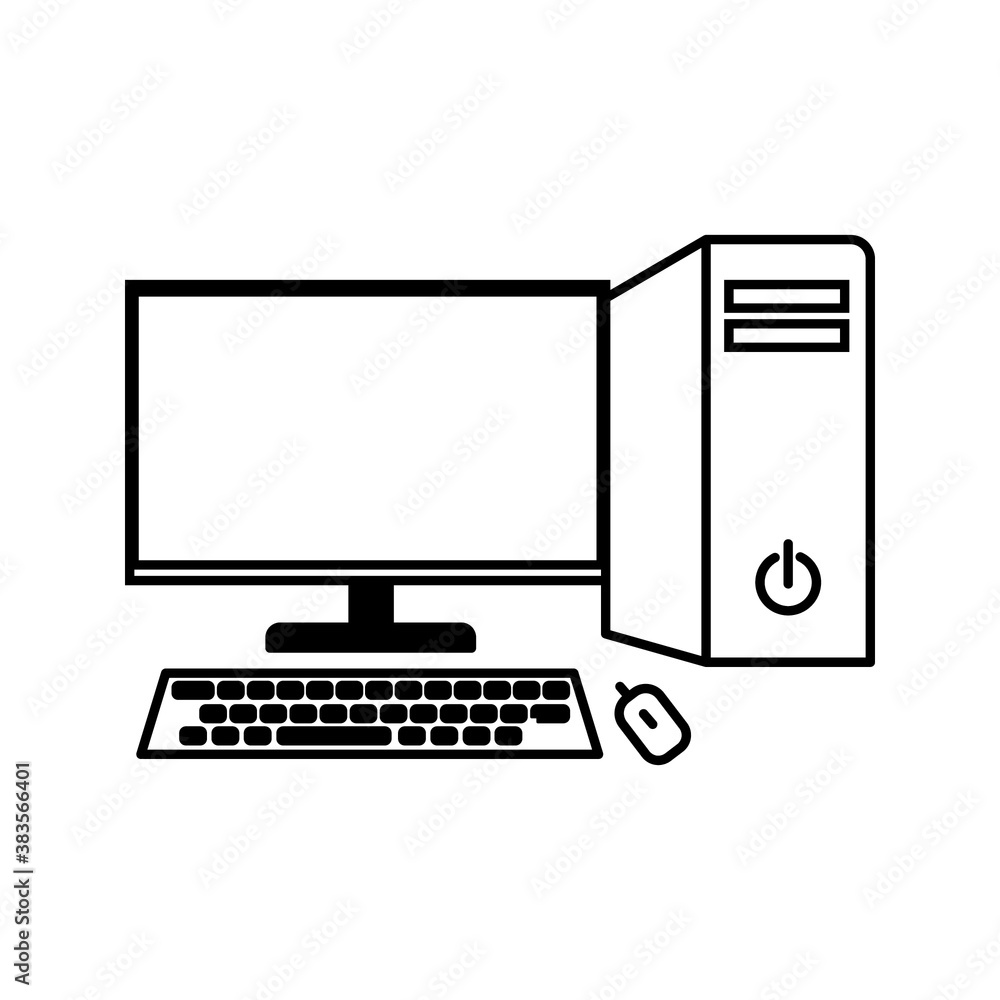 Desktop computer vector. illustration working space. vector illustration on white background Desktop computer vector. illustration working space. vector illustration on white background