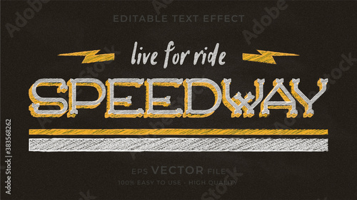 Motorcycle typography chalkboard premium editable text effect