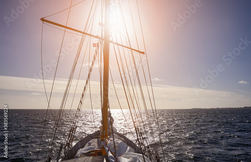 Sea sailing against the sunset.
