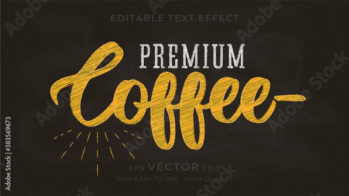 Coffee typography chalkboard premium editable text effect