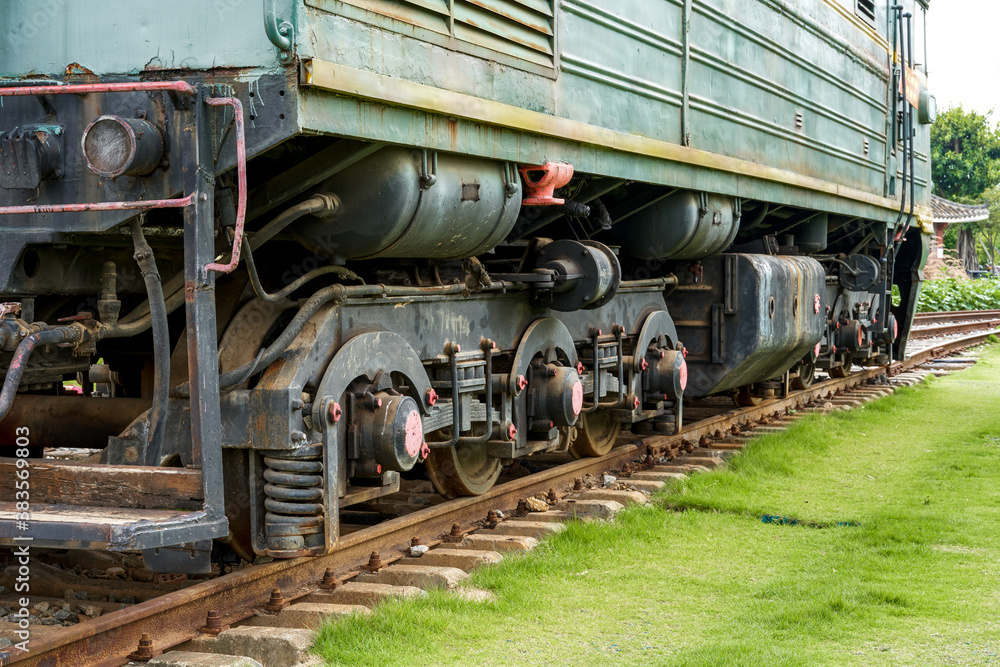 Railroad tracks and locomotives in the wild Railroad tracks and locomotives in the wild