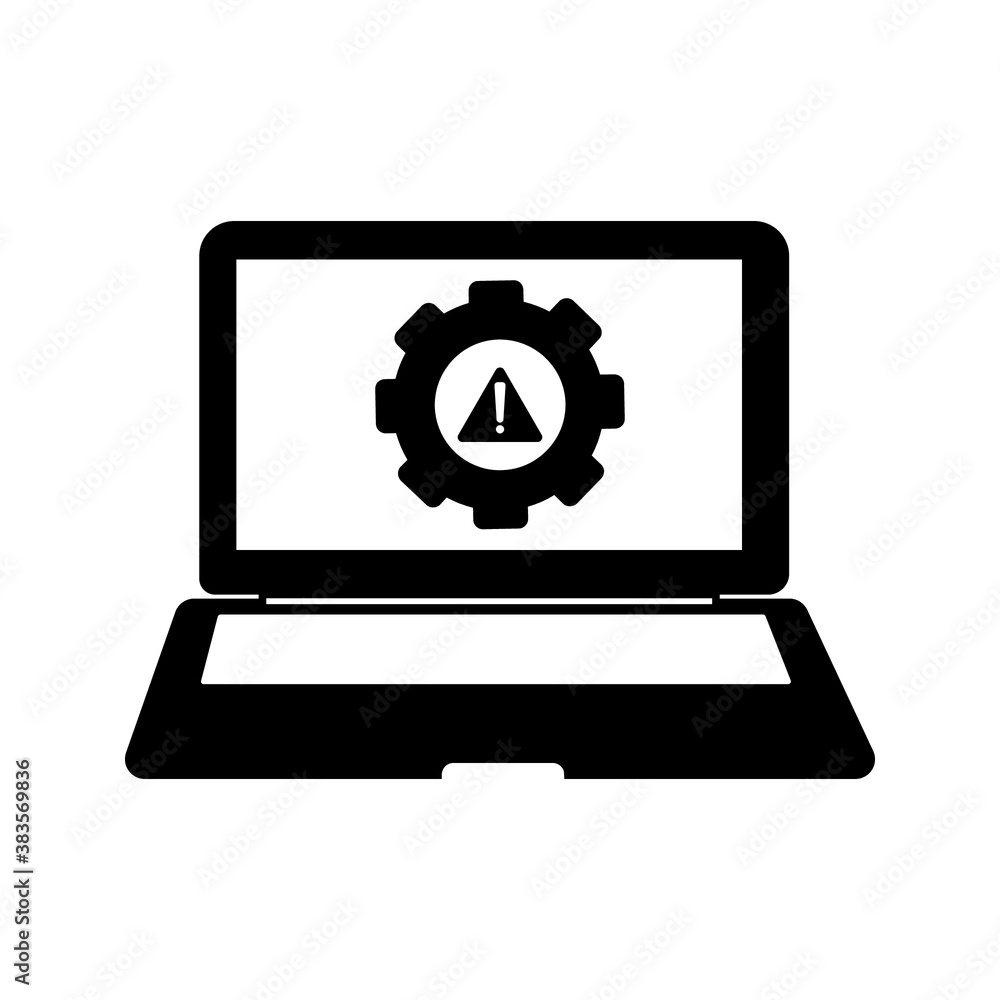 Laptop with pointer or cursor icon isolated Laptop with pointer or cursor icon isolated