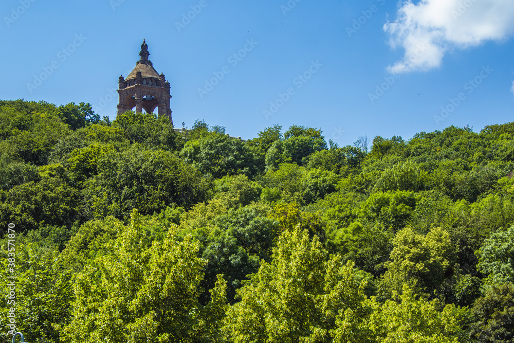 Emperor William Monument on top of Wittekindsberg near the city of Porta Westfalica, North Rhine Westphalia, Germany