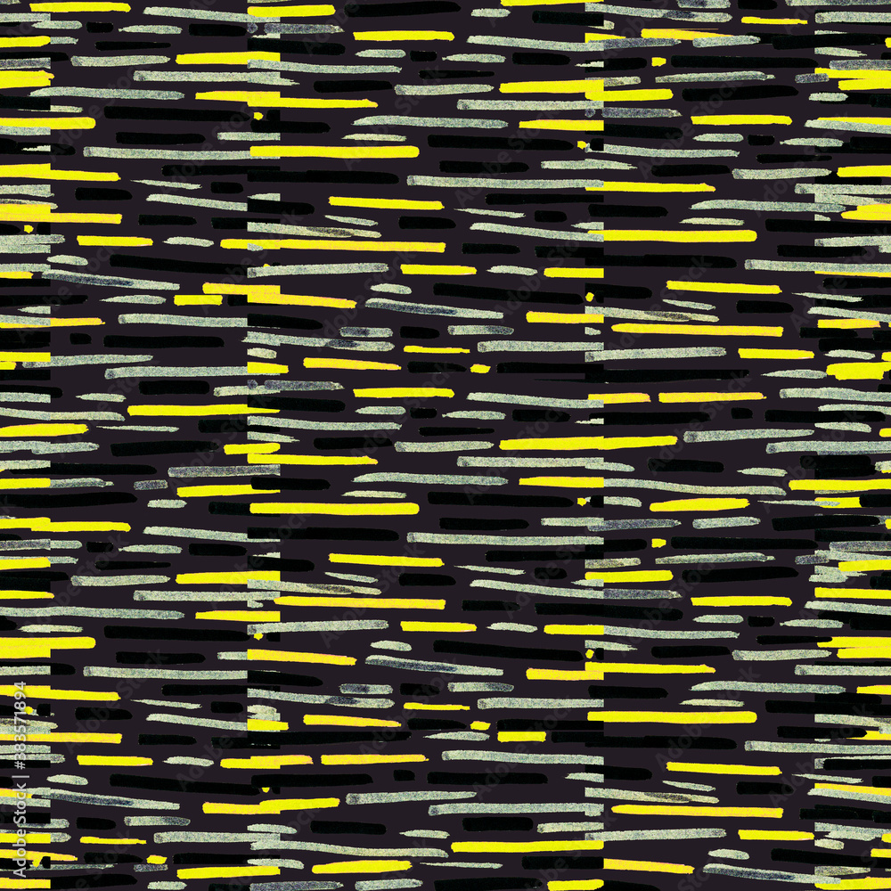 Fototapeta premium seamless pattern. Yellow, black, gray lines. Abstract texture on a black background.