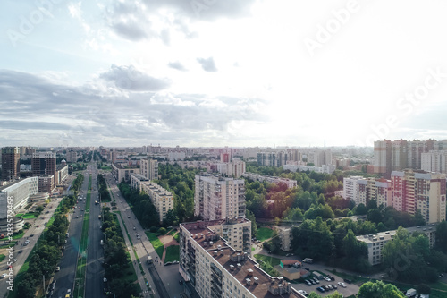 Aerial Townscape of Saint Petersburg City. Kalininsky District