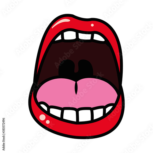 icon of pop art open mouth, line and fill style