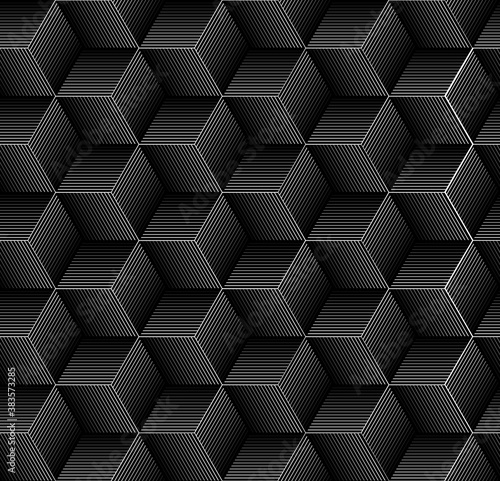 Vector geometric seamless pattern. Modern geometric background with hexagonal tiles. © alla_ko