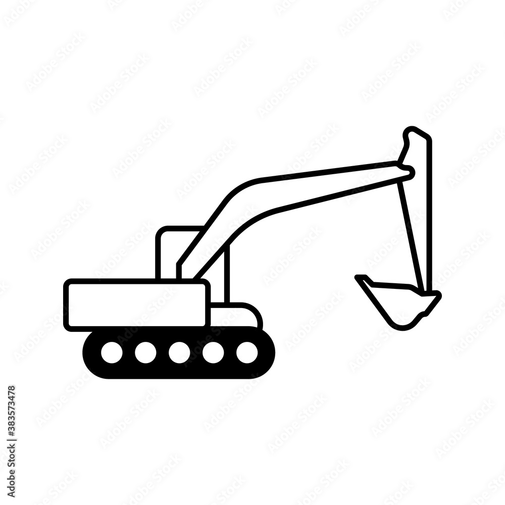 excavator icon with line or outline style. vehicle or transport icon stock on white background excavator icon with line or outline style. vehicle or transport icon stock on white background