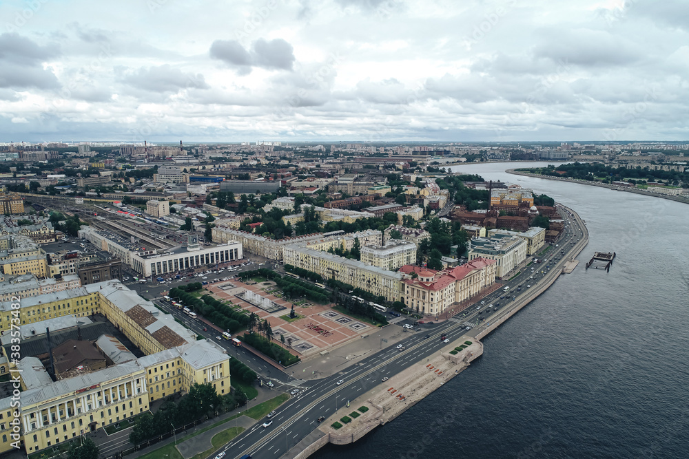 Aerial Townscape of Saint Petersburg City. Kalininsky District