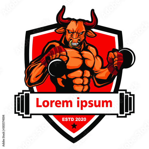 bull gym logo cartoon