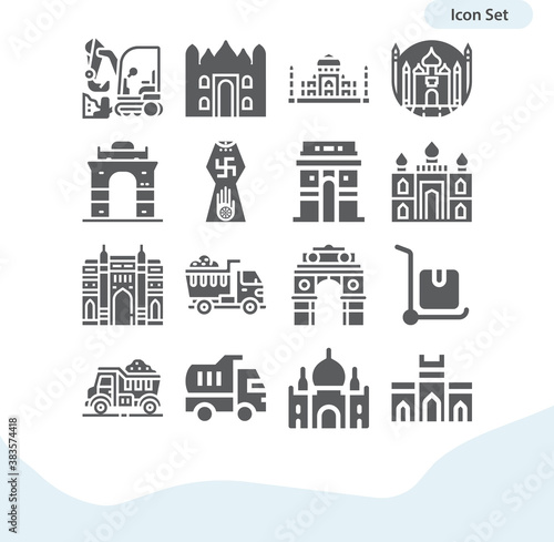 Simple set of orissa related filled icons.