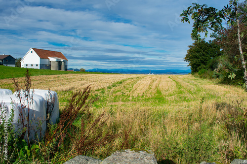 Picturesque European Farm Land And Barn - Stavanger Norway photo