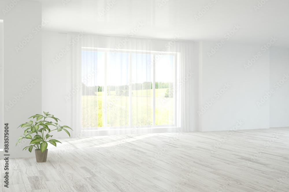 Fototapeta premium White empty room. Scandinavian interior design. 3D illustration