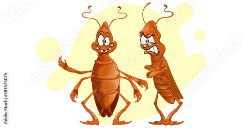 two cool cockroaches in a cartoon performance