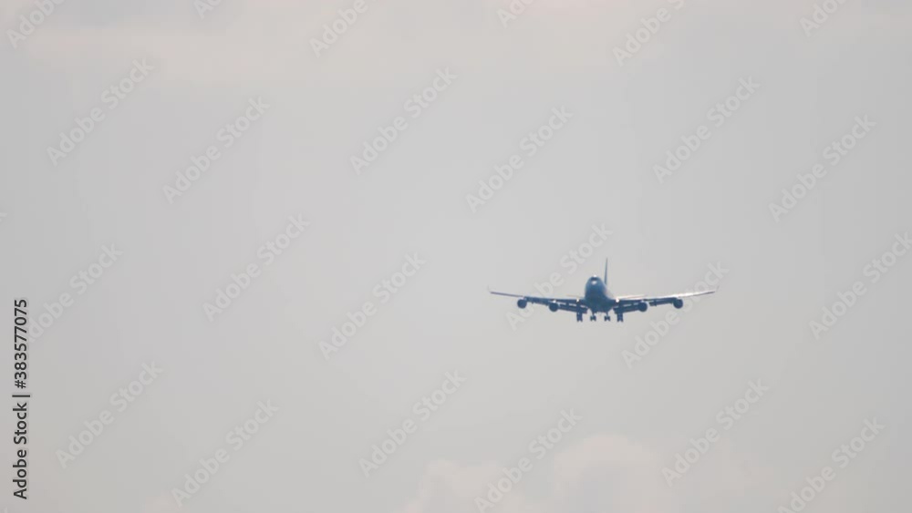 Widebody airliner on final approach before landing Widebody airliner on final approach before landing
