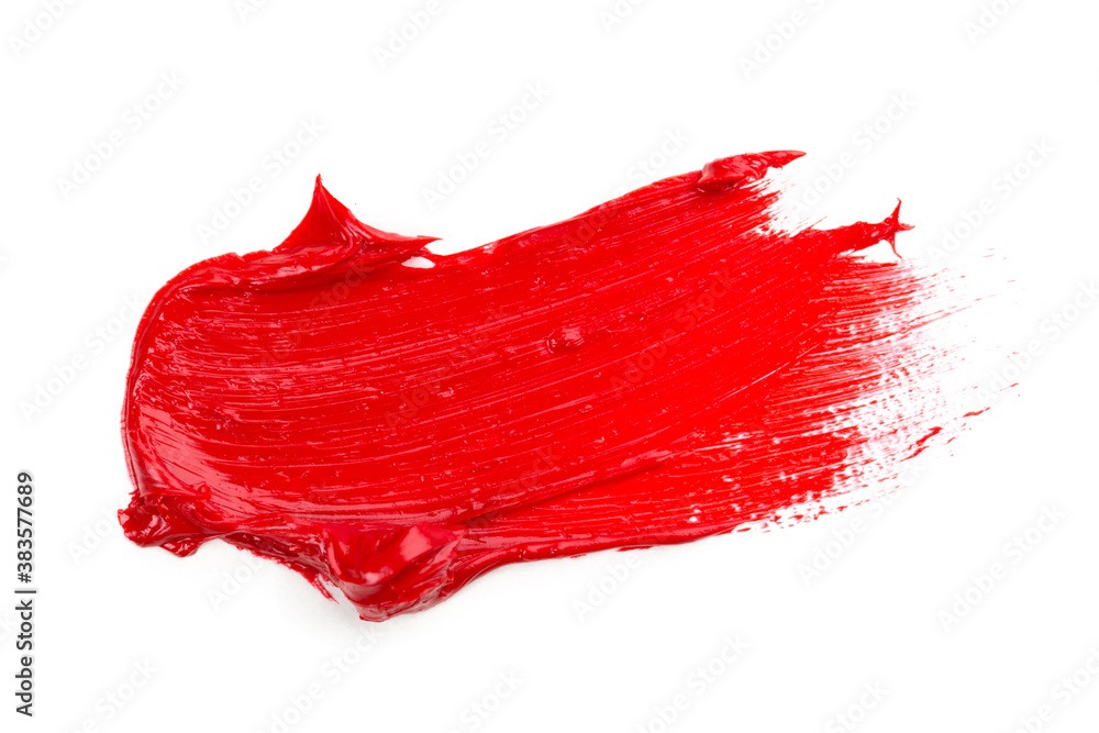 Red colored brush stroke paiting over isolated background, canvas watercolor texture, red lipstick smudge Red colored brush stroke paiting over isolated background, canvas watercolor texture, red lipstick smudge