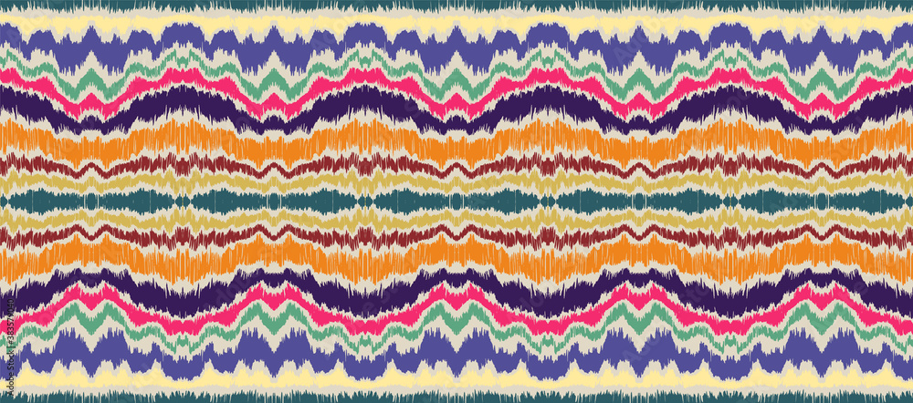 Ikat border. Geometric folk ornament. Ink on clothes. Tribal vector texture. Seamless striped pattern in Aztec style. Ethnic embroidery. Indian, Scandinavian, Gypsy, Mexican, African rug. Ikat border. Geometric folk ornament. Ink on clothes. Tribal vector texture. Seamless striped pattern in Aztec style. Ethnic embroidery. Indian, Scandinavian, Gypsy, Mexican, African rug.