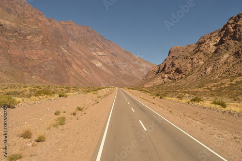 Driving and hiking in the Andes Mountains between Chile and Argentina on the way to Mendoza