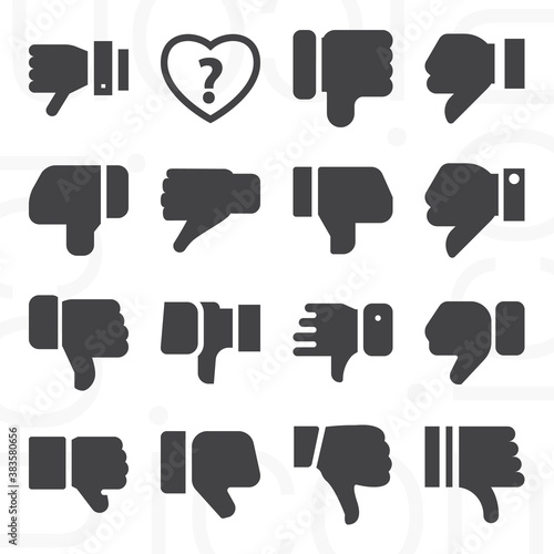 16 pack of distrust  filled web icons set