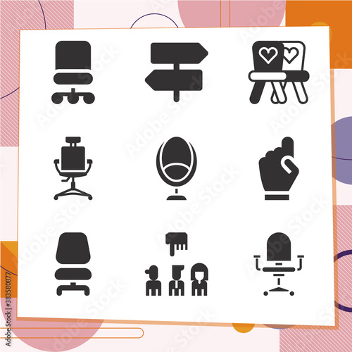 Simple set of 9 icons related to committee