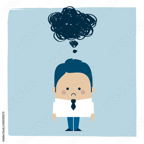 sad businessman - Kawaii cartoon character business illustration