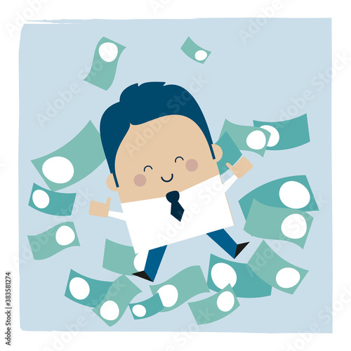 rich businessman - Kawaii cartoon character business illustration