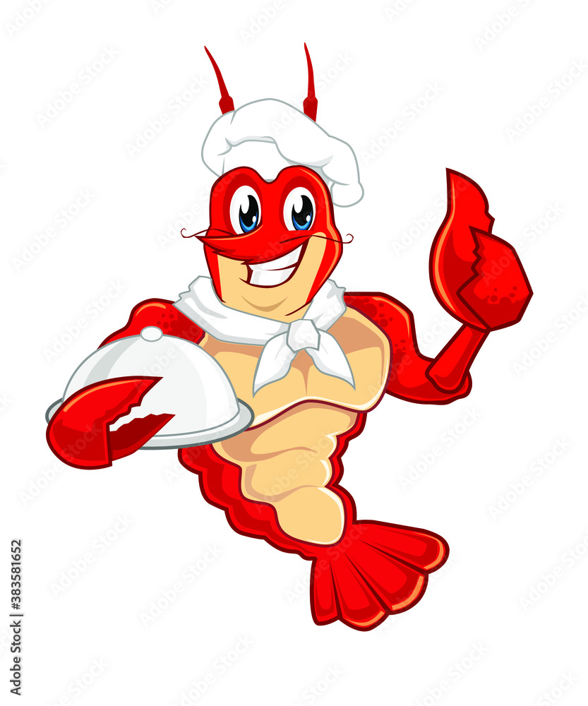 lobster prawn mascot cartoon in vector lobster prawn mascot cartoon in vector