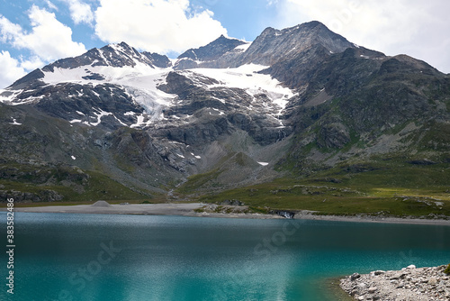 View of Lago Bianco and Lago Nero from Bernina pass