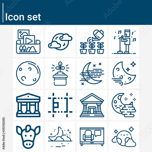Simple set of exhibit related lineal icons.