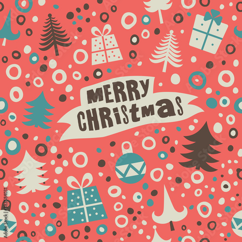 Merry Christmas. Seamless Christmas pattern. Seamless vector background. Background can be used for pattern fills, web page backgrounds,surface textures. 