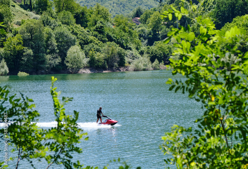 Jet skis rented to tourists on Lake Vagli