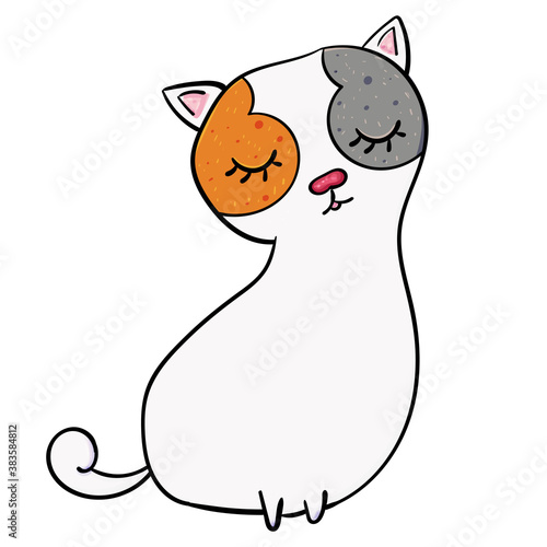 Funny Cat portrait Domestic animal, Cute kitty Vector doodle illustration. photo