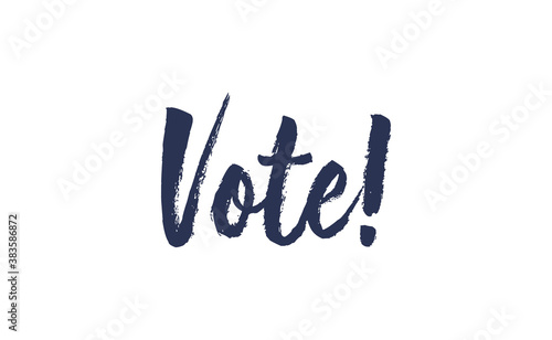 Vote! lettering text design. 2020 presidential campaign in the United States.