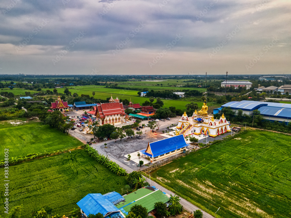 Chachoengsao / Thailand / September 4, 2020 : Wat Thawin Sila Mongkhon, Beautiful temple. who can come to pray for Ta Khai at this temple..