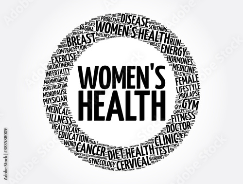 Women's Health word cloud collage, medical concept background