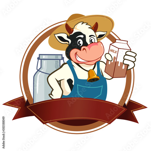 cow logo mascot cartoon in vector
