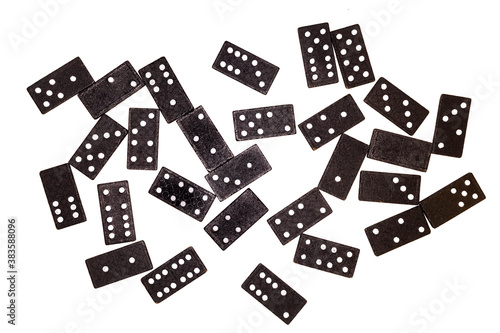 Black domino pieces isolated on white background