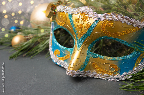 carnival mask with christmas decoration