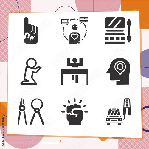 Simple set of 9 icons related to urge