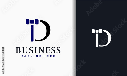 letter D court hammer logo