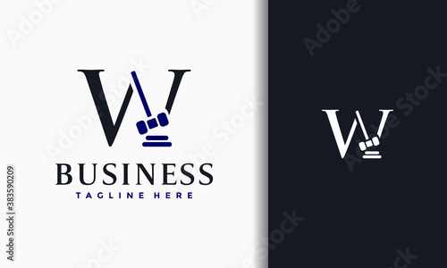 letter W court hammer logo