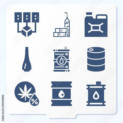 Simple set of 9 icons related to coal