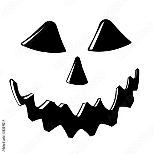 Black pumpkin face isolated.